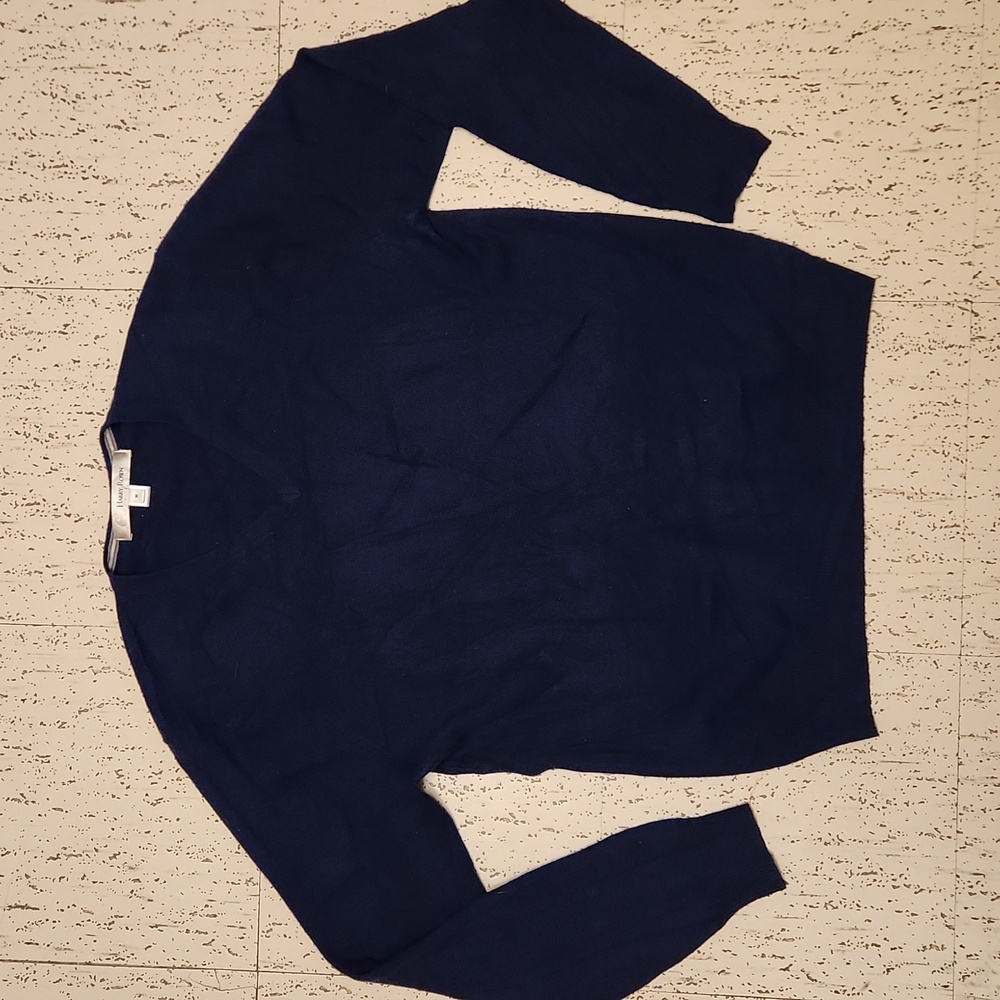 Harry Rosen Navy Blue Cashmere V-Neck Knit Pullover Sweater Vintage